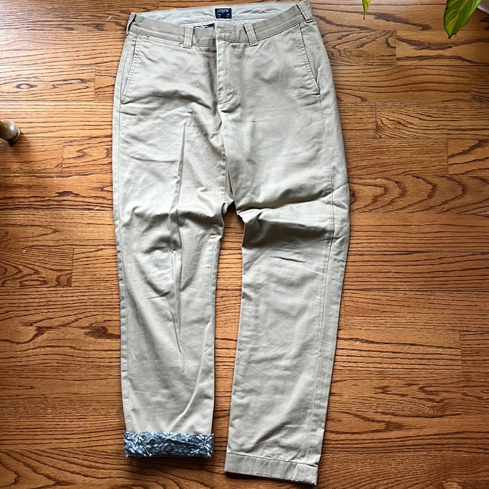 J. Crew men’s fleece lined chino pants.